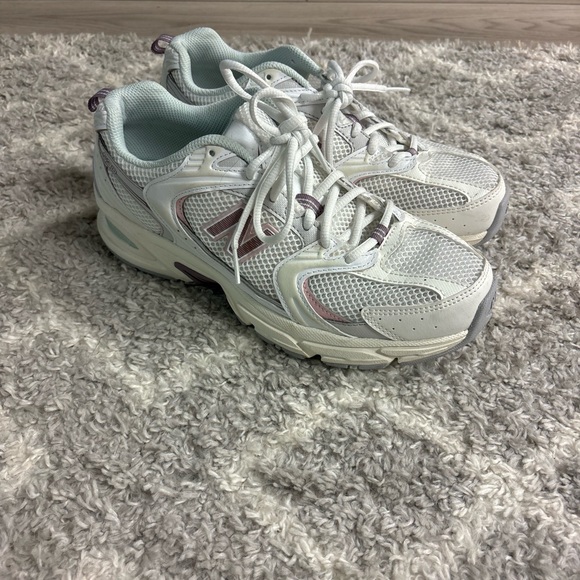 White and Purple New Balance Sneakers - Picture 1 of 4